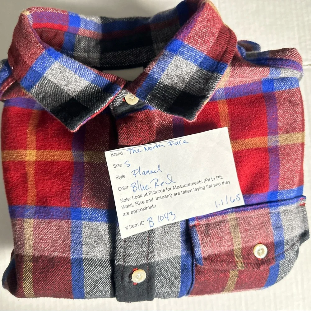 The North Face  Flannel Shirt Men's small Red Black Blue‎ Plaid Long Sleeve